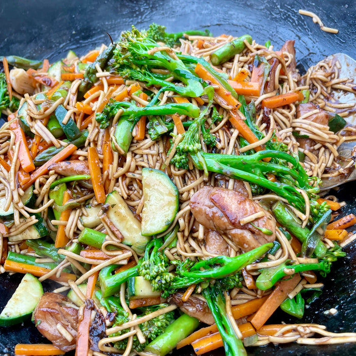 Tender Chicken with Noodles and Wild Broccoli