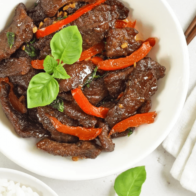Beef with basil in HOT WOK - HOT WOK
